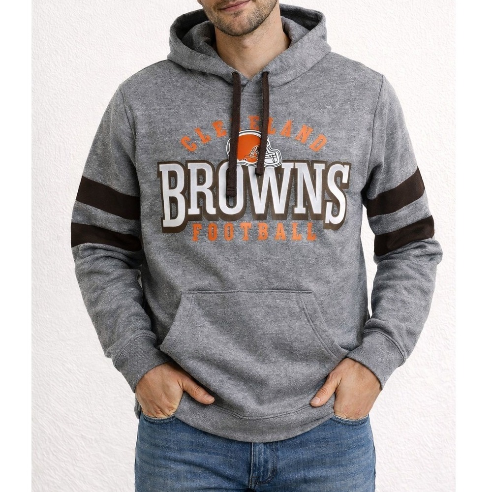 NFL Cleveland‎ Browns Football Hoodie Gray Pullover Team Apparel Mens Medium